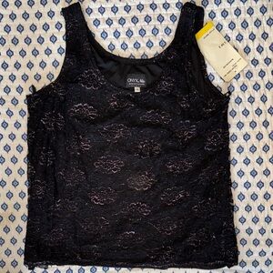 Onyx Nite Black Lace Sleeveless Top 1X